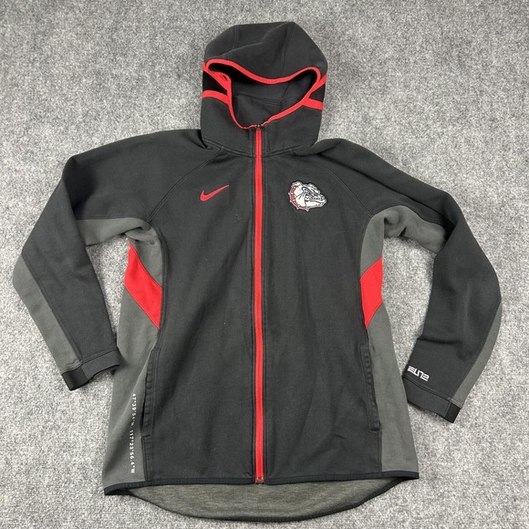 Gonzaga Bulldogs Hoodie Jacket Mens Black Red NCAA Basketball Nike Elite - Picture 1 of 10
